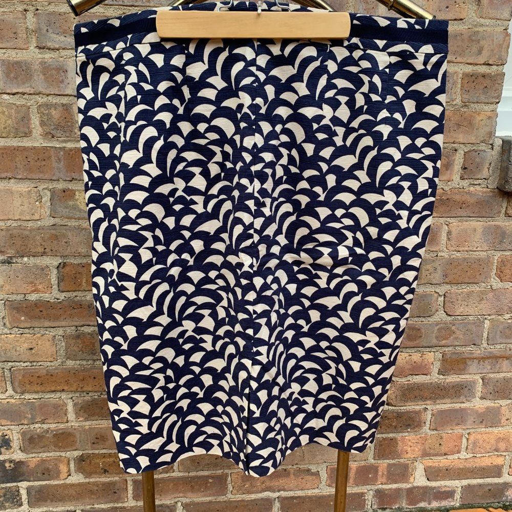 Boden Navy & Cream Pencil Skirt, size 14